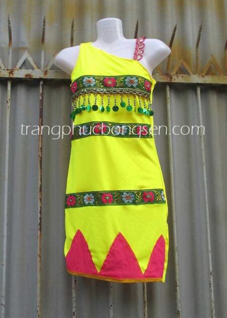 Tây nguyên trẻ em thun vàng, chéo vai, phối thổ cẩm