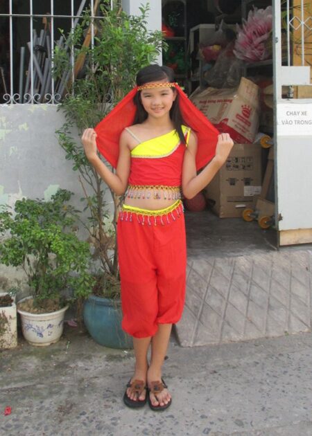 Trang phục Ấn Độ (múa bụng, belly dance) trẻ em áo, quần đỏ