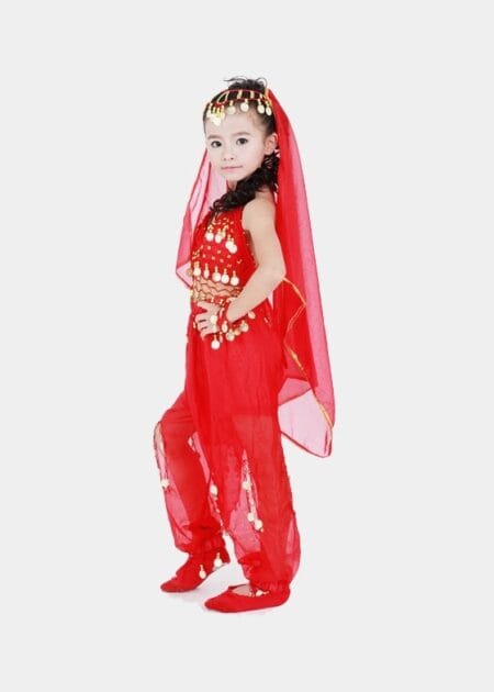 Trang phục Ấn Độ trẻ em yếm, quần đỏ xẻ gối có chuông