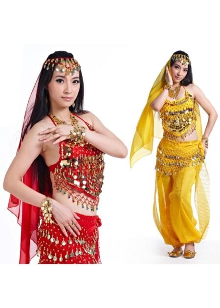 Trang phục Ấn Độ yếm, quần đỏ dây kim sa hột
