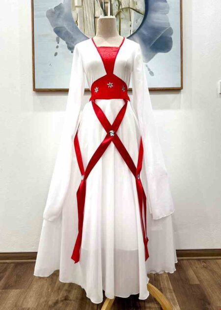 Trang phục cổ Trang múa hát Hằng Nga/Tiên Nữ trắng dây đỏ
