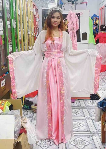 Trang phục cổ Trang múa hát Hằng Nga/Tiên Nữ trắng-hồng phấn