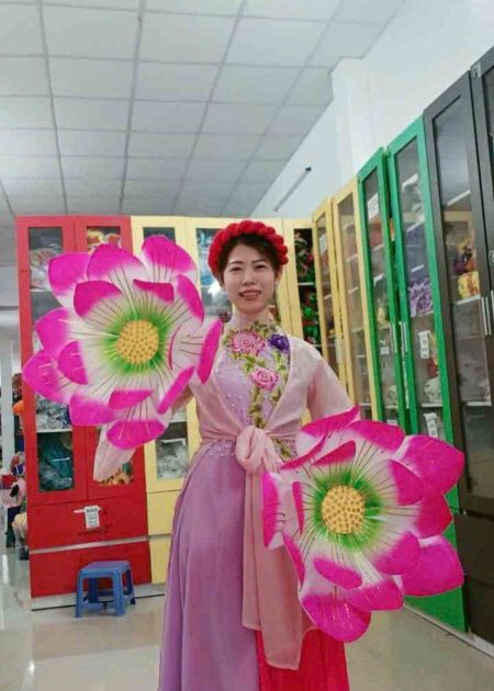 Trang phục đầm múa tứ thân hoa tím 3D