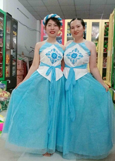 Trang phục đầm múa tứ thân xanh dương