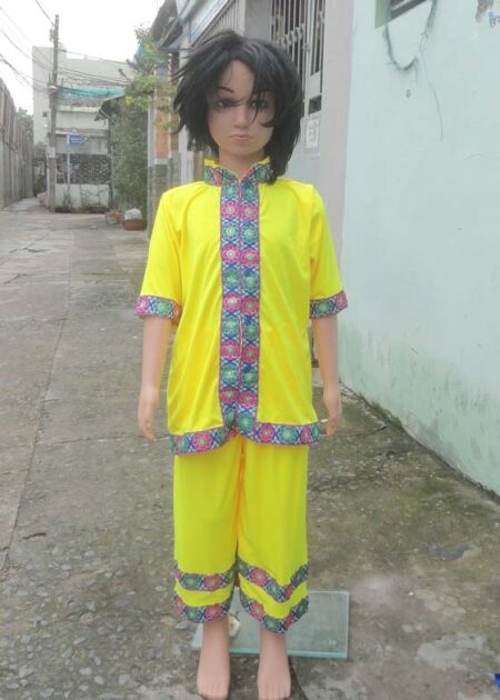 Trang phục dân tộc Thái mầm non nam thun vàng