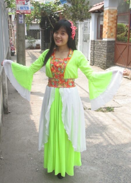 Trang phục Hằng Nga (chị Hằng), màu xanh viền đỏ