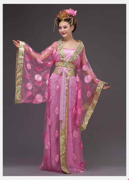 Trang phục Hằng Nga cổ trang lưới hồng