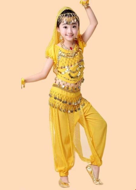 Trang phục múa bụng (belly dance) trẻ em áo quần kim sa vàng