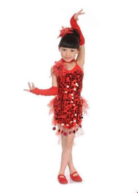 Trang phục nhảy LaTinh mầm non màu đỏ