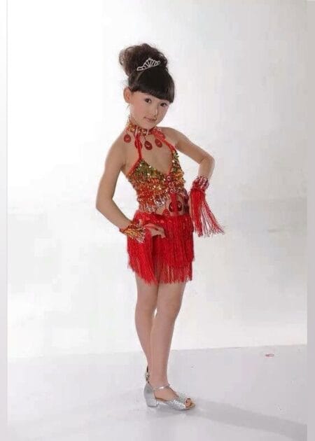 Trang phục nhảy tico trẻ em màu đỏ