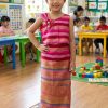 Trang phục Phasin Thái Lan mầm non gấm hồng