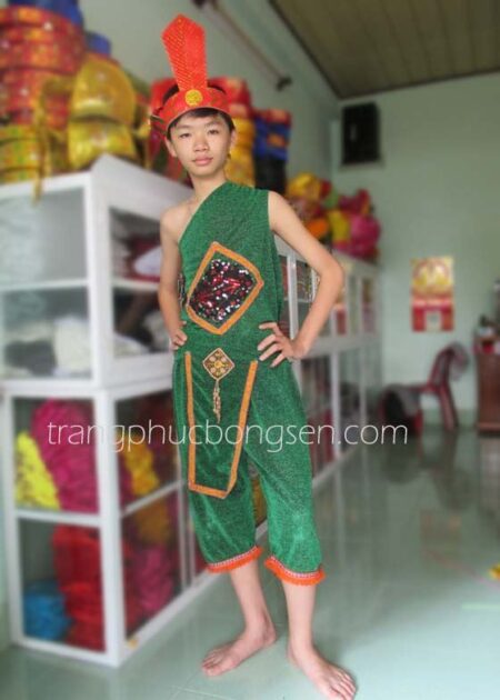 Trang phục Tây Nguyên, Âu Lạc nam thun kim tuyến chéo vai màu xanh