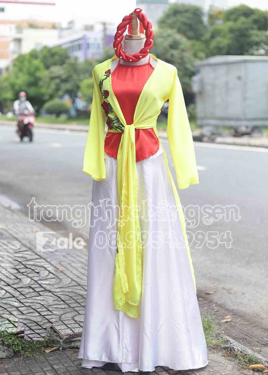 trang phục tứ thân hoa 3d màu vàng