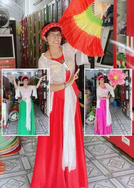 Trang phục tứ thân lụa trơn trắng
