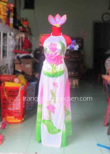 Váy múa sen cổ yếm sát nách, váy rời