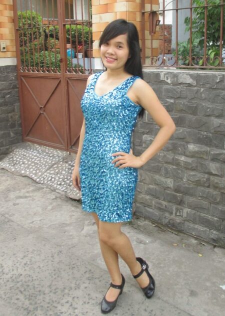 Váy ôm body kim sa xanh biển