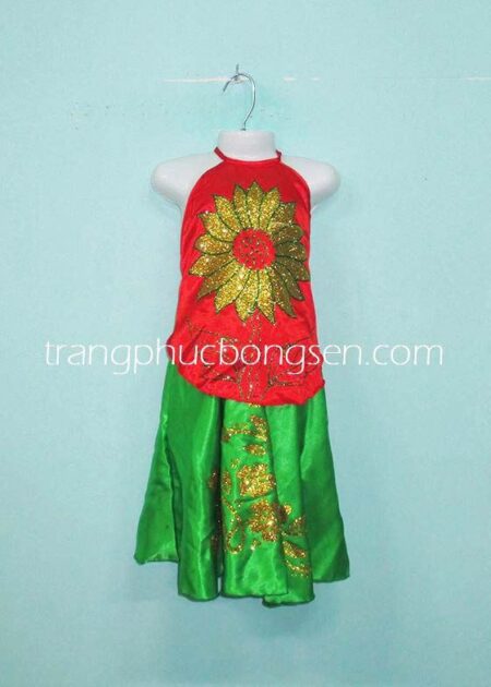 Yếm mầm non phun hoa hướng dương màu đỏ