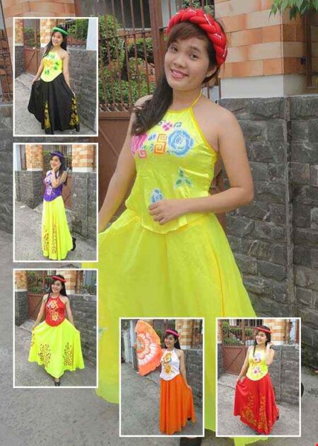 Yếm váy vàng vẽ hoa