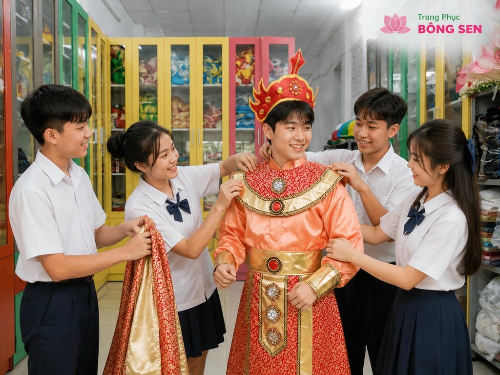 Khách hàng hào hứng lựa chọn các mẫu đồ cổ trang biểu diễn đa dạng tại cửa hàng Trang Phục Bông Sen.