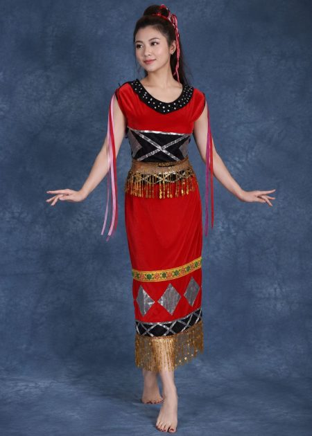 Áo Váy Tây Nguyên nhung đỏ áo phọt ngắn