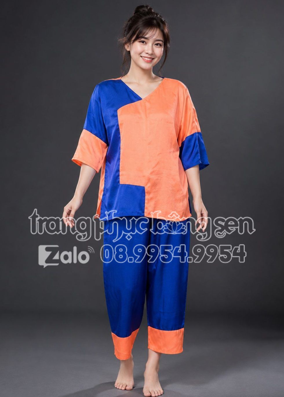 Bà ba đồng dao lớn dây kéo cam - xanh dương