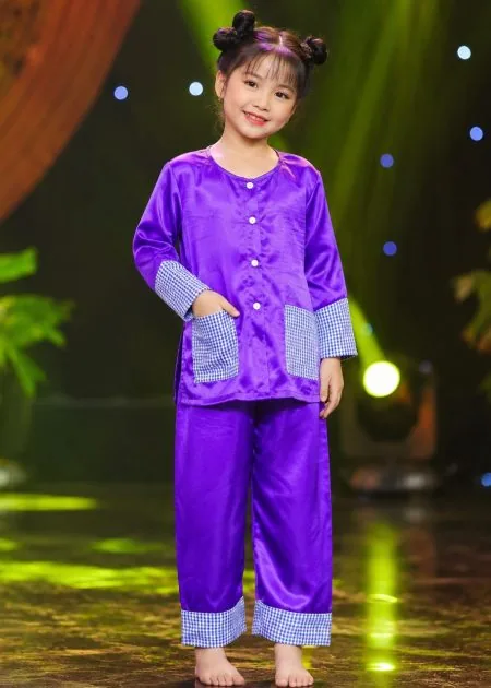 Bà ba mầm non màu tím phối ca rô
