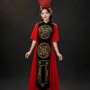 Đầm Âu Lạc thân đen tà đỏ tay lửng