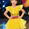 Đầm múa mầm non kim sa vàng cổ bèo