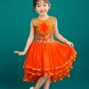 Đầm múa trẻ em cam sát nách mầm non