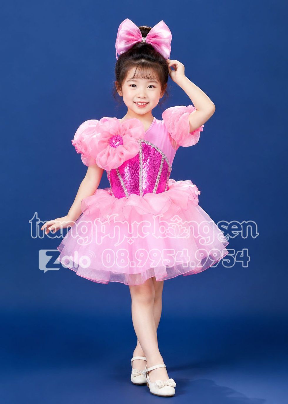 Đầm múa trẻ em hồng đầm bồng