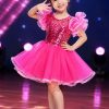 Đầm múa trẻ em kim sa hồng