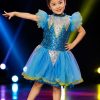 thuê váy múa đầm trẻ em kim sa xanh biển