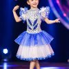 Đầm múa trẻ em kim sa xanh dương