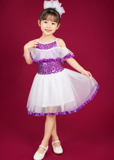 Đầm múa trẻ em tím đầm bồng