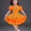 Đầm múa trẻ em vàng cam đầm bồng mầm non
