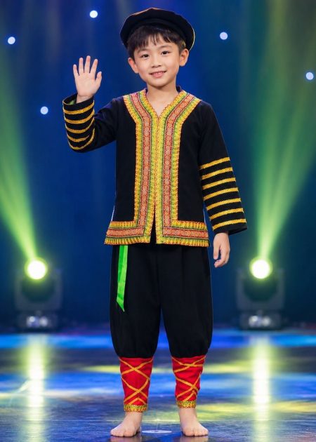 Dân tộc Mèo nam trẻ em nhung đen