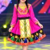 Dân tộc Mèo trẻ em phi thun hồng cổ chữ V dán hoa