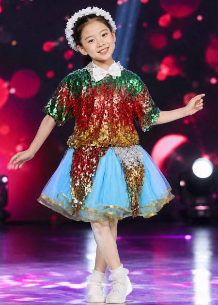 đồ múa đương đại - váy múa hiện đại mầm non kim sa đủ màu