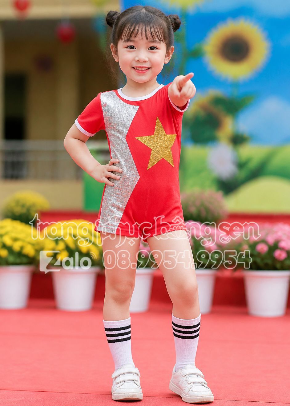 đồ nhảy aerobic mầm non cờ đỏ sao vàng
