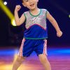 Đồ nhảy aerobic mầm non nam quần áo xanh bích phối kim sa