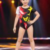 Đồ nhảy aerobic nữ mầm non đen lửa đỏ - vàng có tay