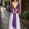 đồ tứ thân trang phục tứ thân hoa 3d màu tím