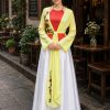 đồ tứ thân trang phục tứ thân hoa 3d màu vàng