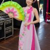 Shop cho thuê đồ áo dài trắng cổ trụ cột nơ tay sát nách