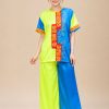 thuê áo bà ba bà ba đồng dao lớn vẽ vàng xanh dương