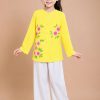 thuê áo bà ba trẻ em màu vàng hoa vẽ