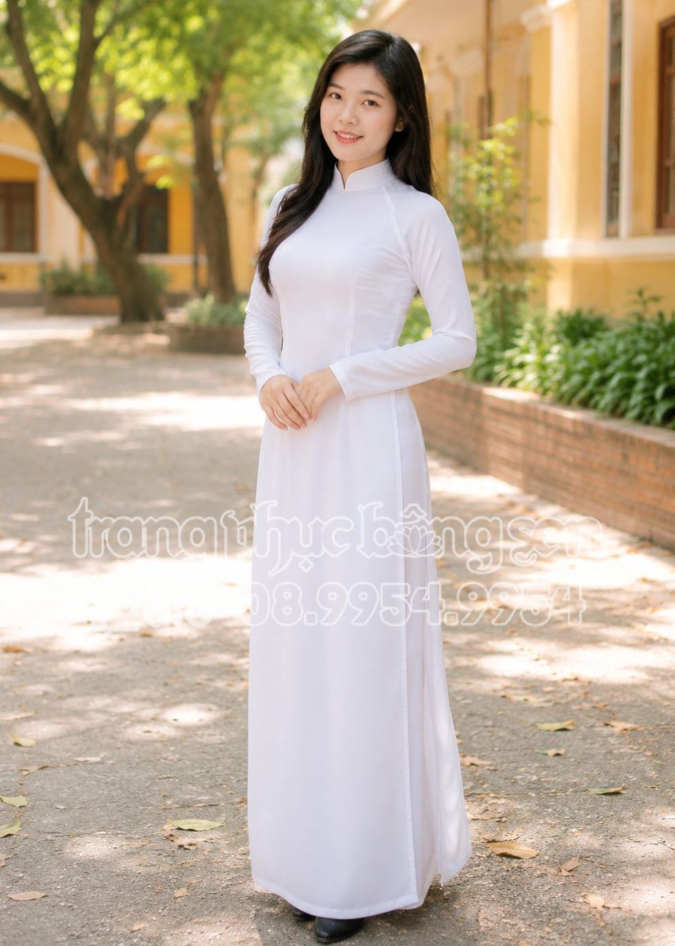 thuê áo dài chiffon trắng nữ