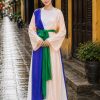 thuê áo tứ thân phi trơn hồng phấn xanh dương