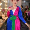 thuê áo tứ thân phi trơn hồng sen xanh dương