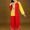 thuê đồ bà ba bà ba tiểu học đỏ vàng vẽ hoa